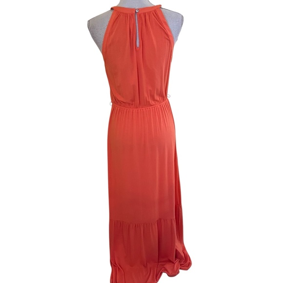 Daniel Rainn Orange Jersey Knit Halter Maxi Dress with Macrame Neckline S - Picture 8 of 14